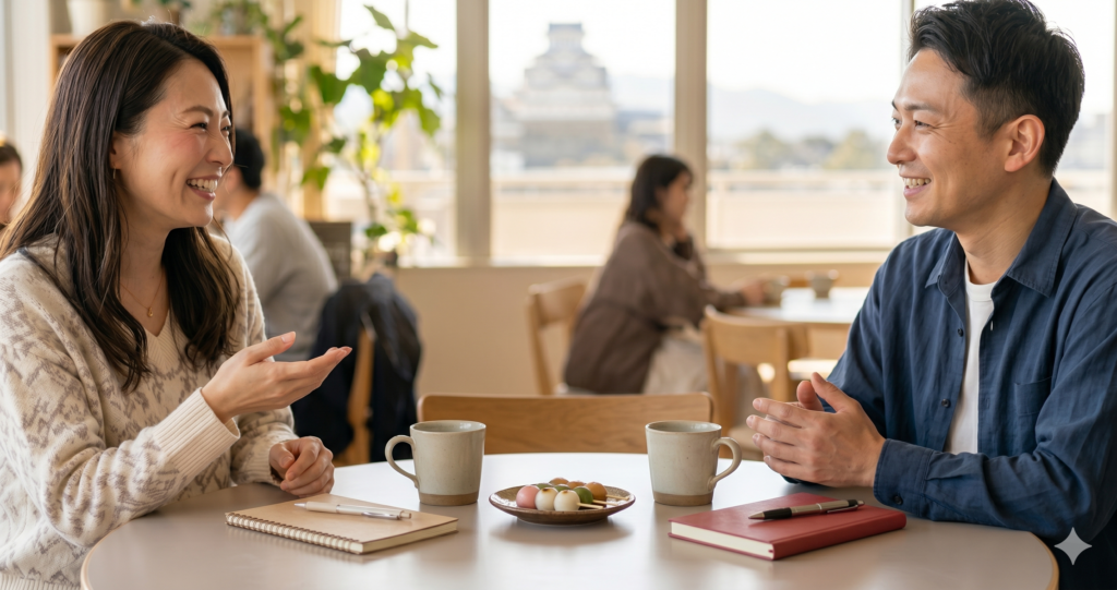 条件より相性が大切だと気づく婚活のイメージ|婚活で条件だけでなく、一緒にいて安心できる相手の大切さを表現